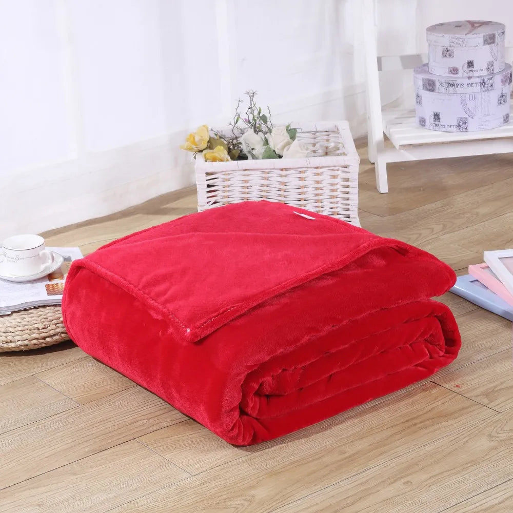 Korallfleece Flanell Decke – Weiche, warme und leichte Bettdecke, Sofabezug, Einfarbig Blau & Rosa Kariert Kunstpelz