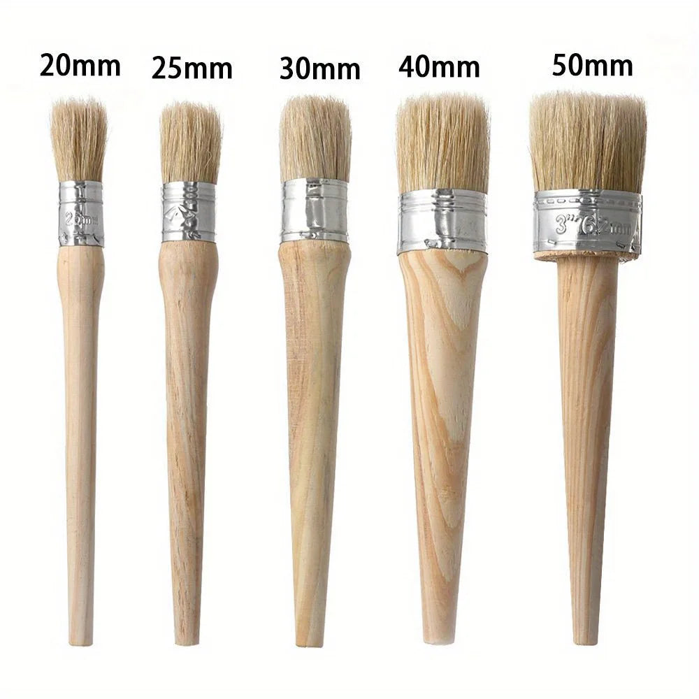 Rundborsten Pinsel mit Holzgriff – Künstlerpinsel für Kreide, Öl und Wachs Kaufschwan®