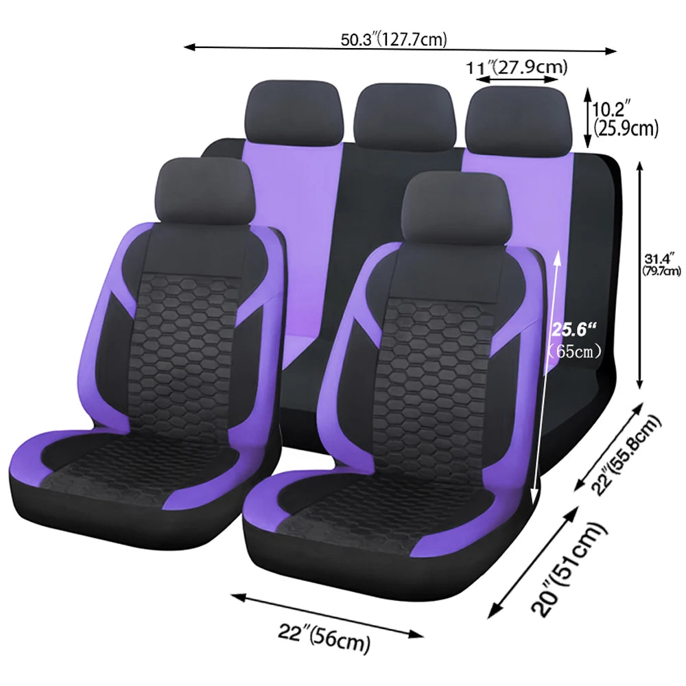 Universal Car Seat Covers Polyester Mesh Fabric Honeycomb Embroidery Seat Covers For Car SUV Vans Truck Accessories Interior Kaufschwan®