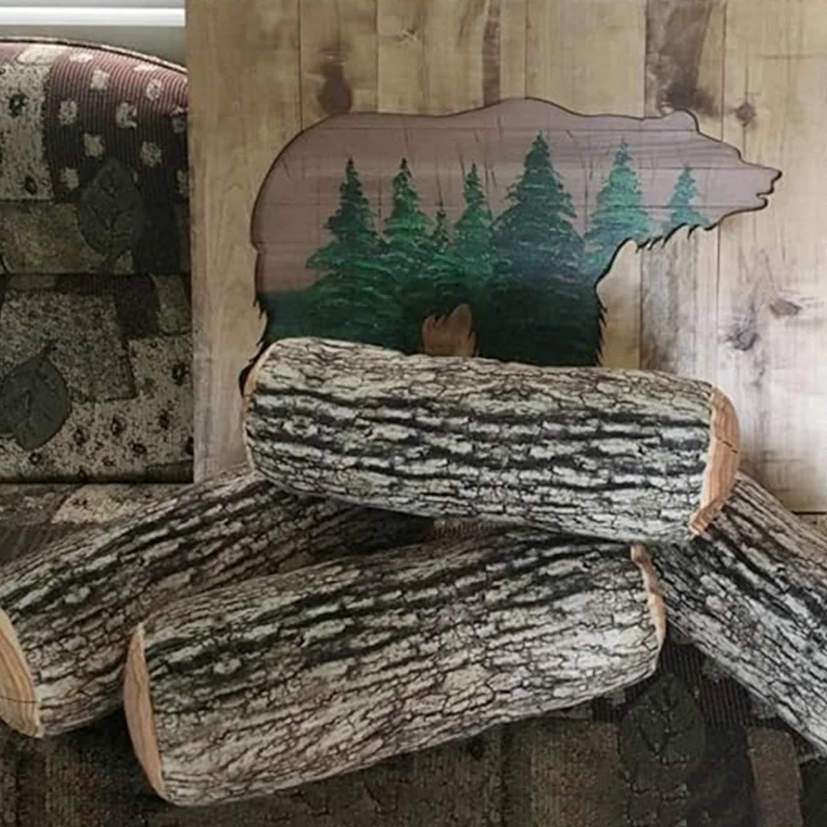 Dekoratives Rundes Holz Optik Kissen | Bequemes Holzstamm-Kissen | Zuhause, Sofa, Schlafzimmer & Wohnzimmer Dekoration Kaufschwan®