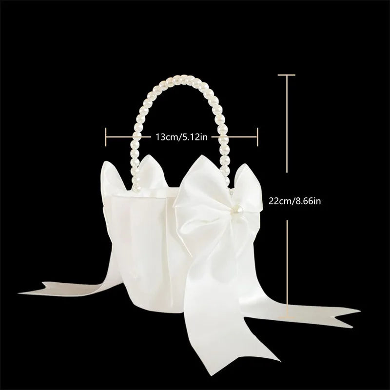 Satin Perlen Blumenkorb – Eleganter Hochzeitskorb für Blumenmädchen und Ringe Kaufschwan®