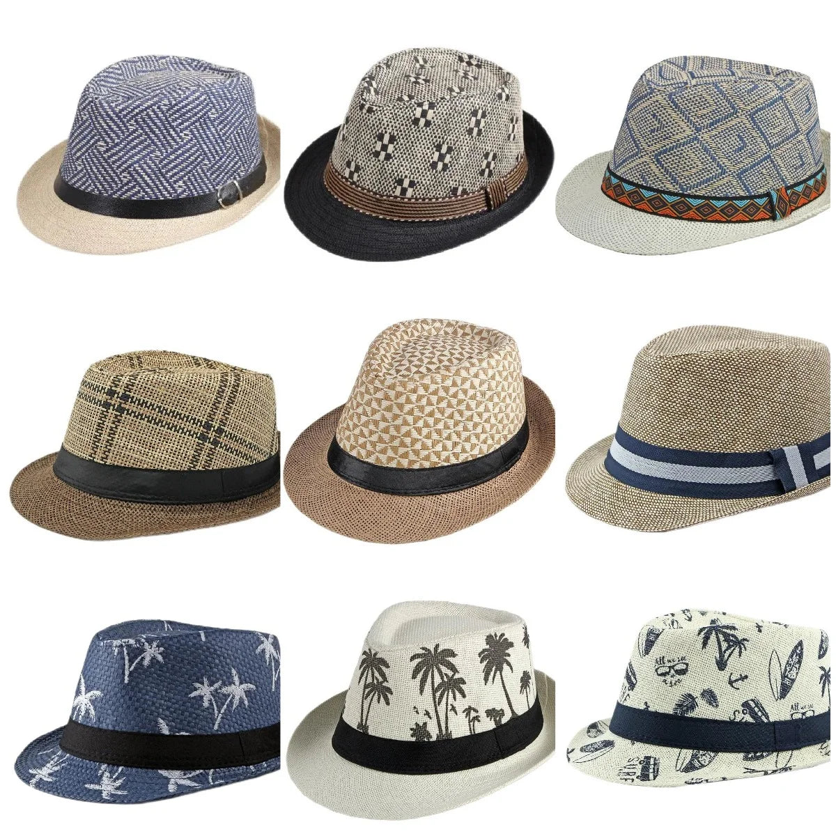 Retro Sonnenhut – Britischer Top Hat Stil, Geometrischer Strohhut mit Gürtel, Unisex Strand & Partner Fedoras Kaufschwan®