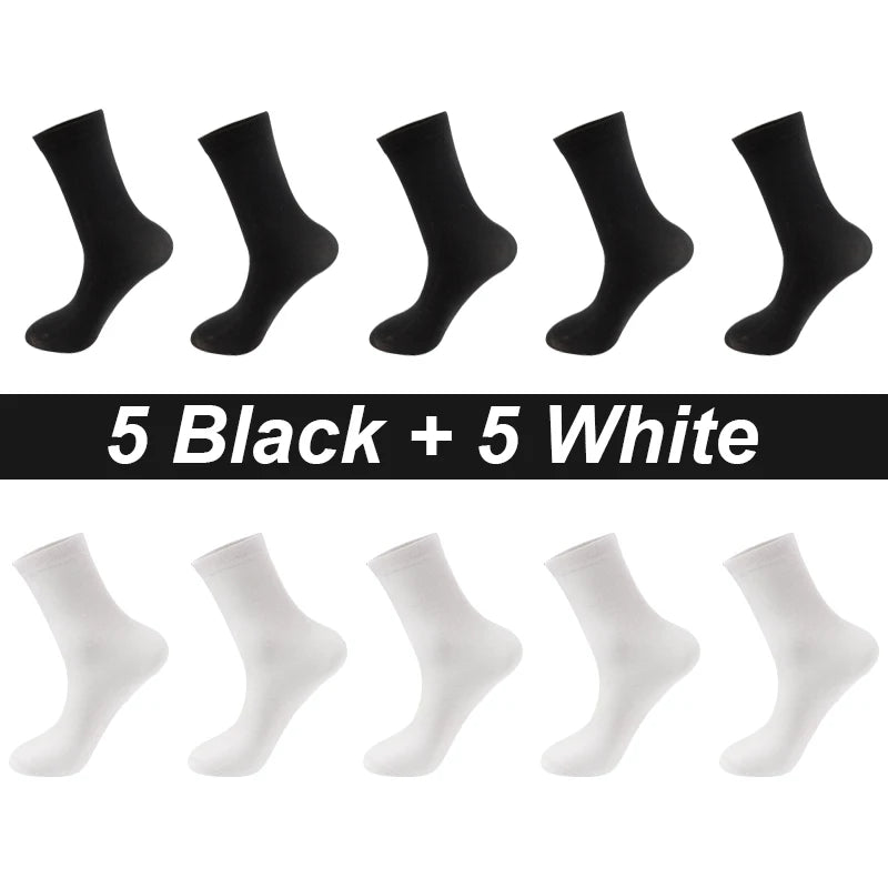 10 Paare Herren Kammbaumwollsocken | Schwarze Freizeit- & Businesssocken Atmungsaktiv Hochwertig Kaufschwan® 5 Schwarz - 5 Weiß EU 38-43