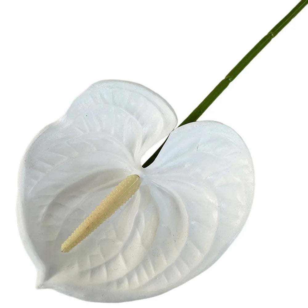 Mehrfarbige Künstliche Kleine Anthurie 60cm – Real-Touch Gummiblume für Zuhause, Fotorequisiten & Tropische Dekoration Kaufschwan® Weiß