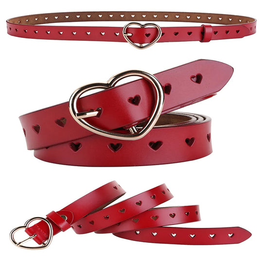 Damen Herz Gürtel – Schlicht & Hochwertig | Reiner Farbton Freizeitgürtel für Jeans, Hosen & Alltag