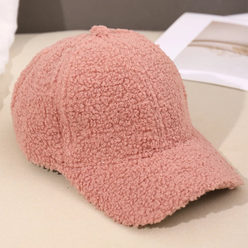 Neue 16 Farben Herbst Winter Baseballkappe | Damen Kappe aus Kunstlammwolle | Warme Plüsch Baseballkappe Kaufschwan®