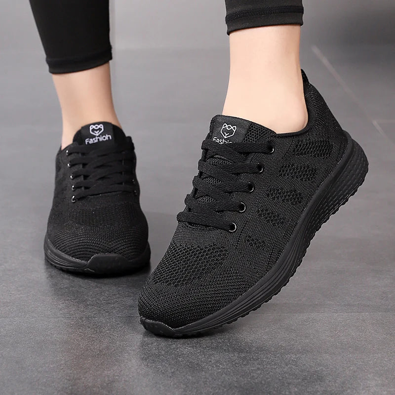 Damen Sportschuhe – Modische Plateau-Sneaker | Frühling & Winter Freizeitschuhe & Laufschuhe für Frauen Kaufschwan® Ganz in Schwarz 36