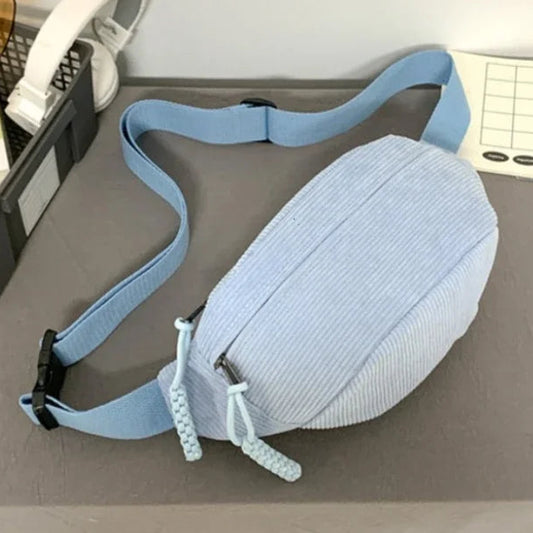 Damen Cord Gürteltasche – Große Kapazität Fanny Pack | Street Style Brusttasche, Modische Schulter- & Crossbody Hüfttasche Kaufschwan® Blau
