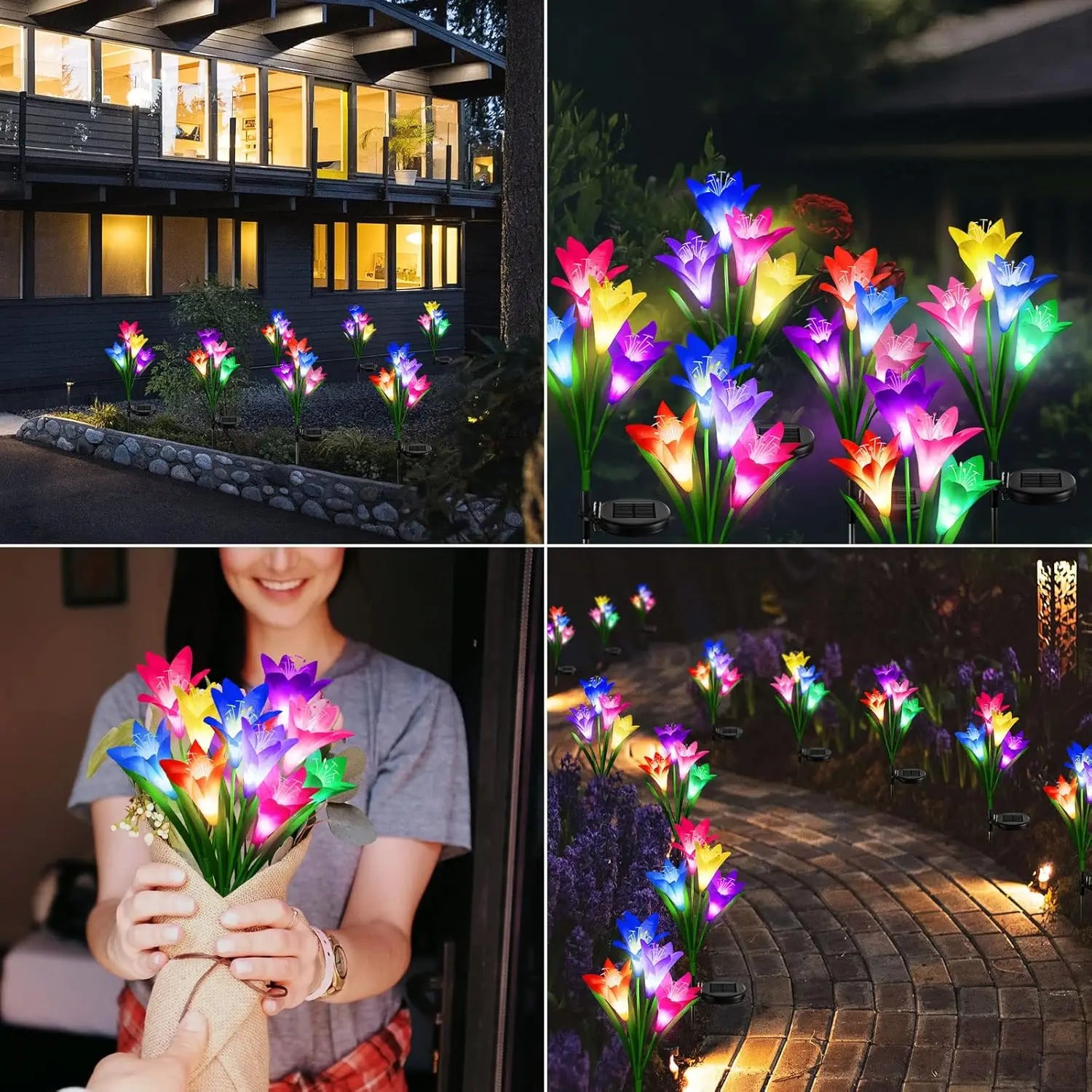 Solar Lilienblumenlampe – 7 Farbwechsel Wasserdichte Solar-Wege- & Landschaftslichter für Garten, Hof & Innenhof Kaufschwan®