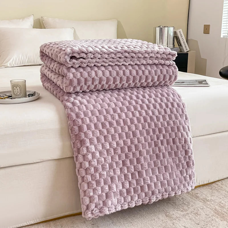 Kariert Weiche Warme Flauschige Samtdecke – Gemütlicher Sofaüberwurf & Bettdecke für Erwachsene, Kinder & Haustiere Kaufschwan® Lila 120x200cm(47x79inch)