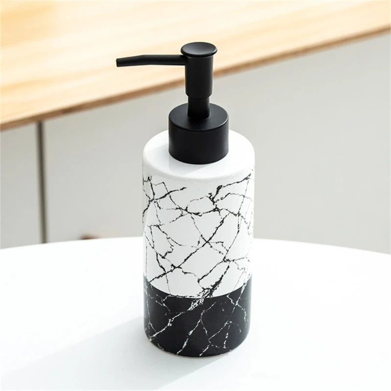 Marmor Keramik Seifenspender – 185mm Höhe, 300ml Wiederverwendbare & Nachfüllbare Lotion- & Duschgel-Flasche Kaufschwan®