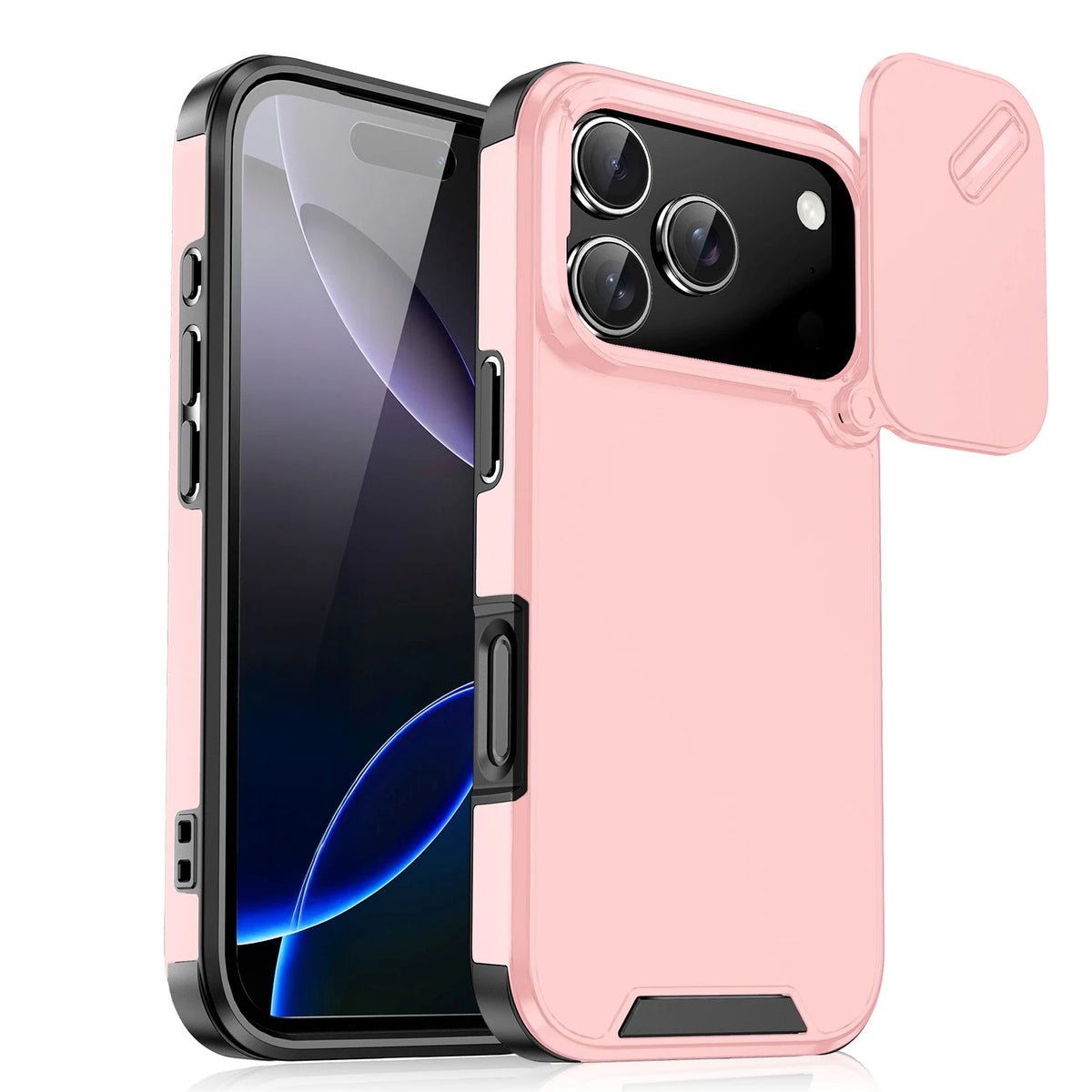 Matte Schlanke Schutzhülle für iPhone 18 Pro & iPhone 18 Pro Max – Fingerabdruckhemmend mit Verschiebbarem Staubschutz für die Kamera Kaufschwan® Rosa iPhone 18 Pro