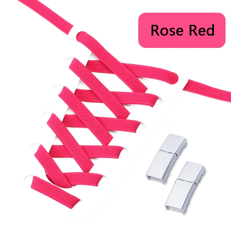 Magnetische Lock-Schnürsenkel – 8mm Breite Flache Elastische No-Tie Laces | Einfaches Schuhzubehör für Sneaker & Tennisschuhe Kaufschwan® Rosenrot 100cm