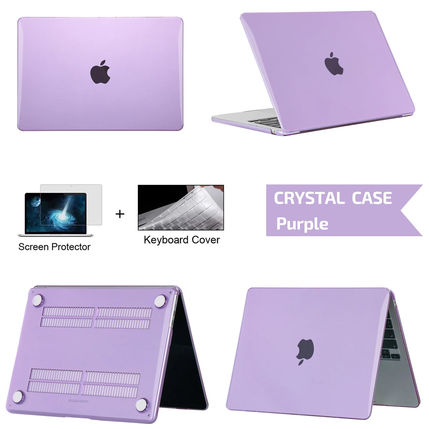 Laptop Hülle für MacBook Air & Pro – Schlanke Stoßfeste Hartschalen Schutzhülle Kaufschwan® Kristallviolett Neo A3404