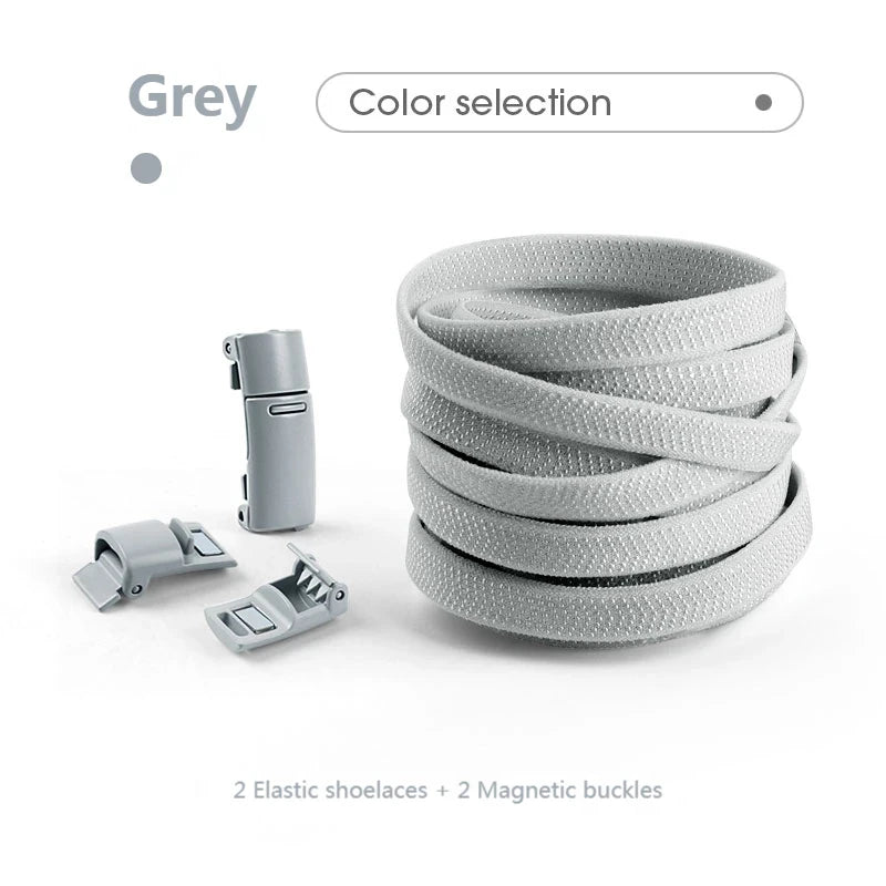 Magnetische No-Tie Elastische Schnürsenkel – Schnelles Verriegelungssystem für Sneaker | Unisex Schuhzubehör für Kinder & Erwachsene, 1 Paar Kaufschwan® Grau