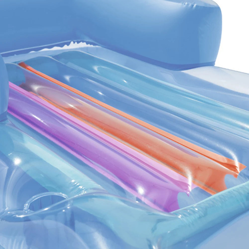 Aufblasbarer Schwimmstuhl mit Armlehne – Schwimmring mit Rückenlehne & Getränkehalter | Pool-Lounge-Sitz Kaufschwan®