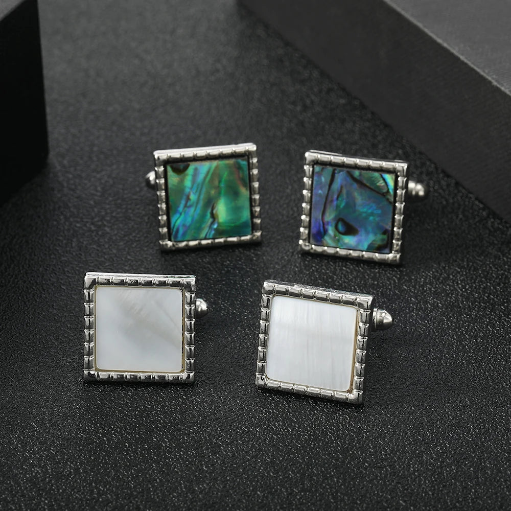 Herren Manschettenknöpfe mit Abalone Muschel – Rechteckiges Design | Eleganter Schmuck für Hochzeit, Party & Geschenk für Vater oder Ehemann Kaufschwan®