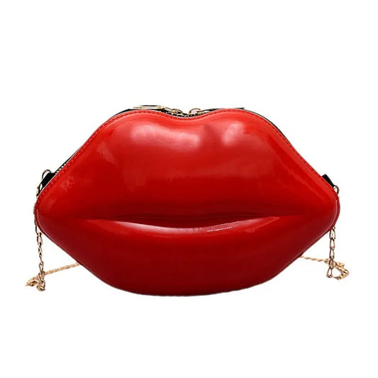 Lippen Design Schultertasche – Luxus Designer-inspirierte Damen Messenger & Handtasche | Einfarbige Zipper Umhängetasche Kaufschwan®