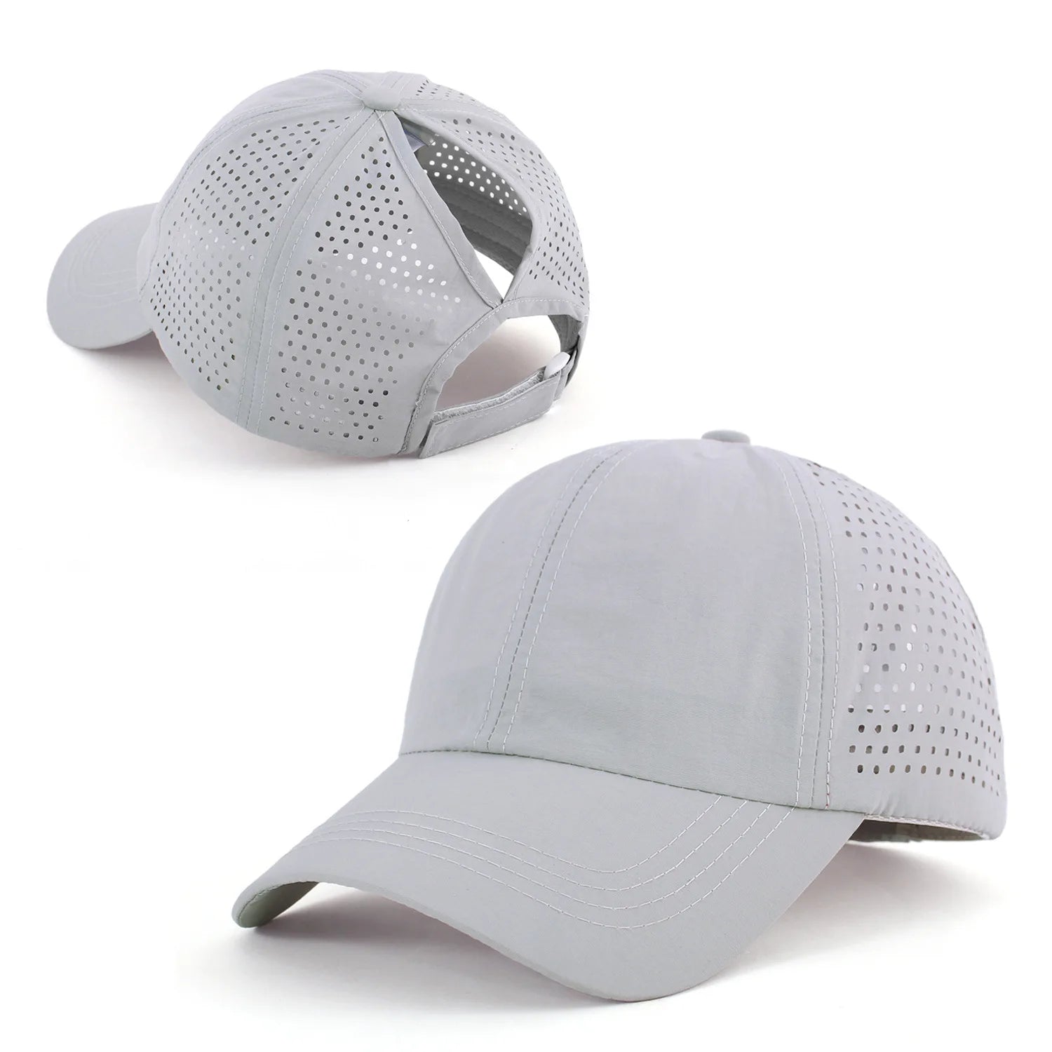 Schnelltrocknender Tongue Hat | Damen & Herren Mesh Atmungsaktive Sommerkappe | UV-Schutz & Ponytail-freundlich Verstellbar Kaufschwan® hellgrau