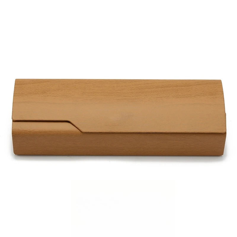 Brillenetui Holzoptik Klappdesign – Anti-Druck Schutzbox für Lese- und Sehbrillen Kaufschwan® Hellbraun