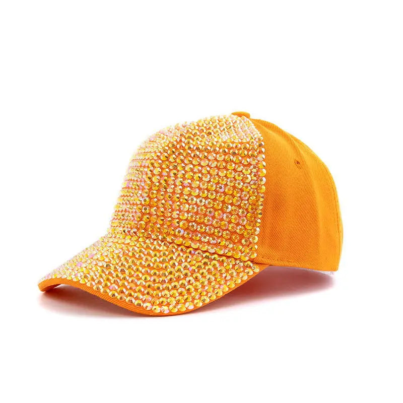 Damen Rhinestone Baseballkappe | Sommer & Herbst Sonnenhut für Damen | Koreanischer Stil Fashion Hip-Hop Reise Kappe Kaufschwan® orange