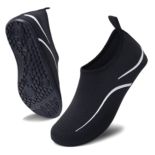 Schnelltrocknende Aqua-Schuhe für Damen & Herren – Leichte, flexible Wasserschuhe mit Anti-Rutsch-Sohle für Strand & Sommer Kaufschwan® Schwarz 38-39