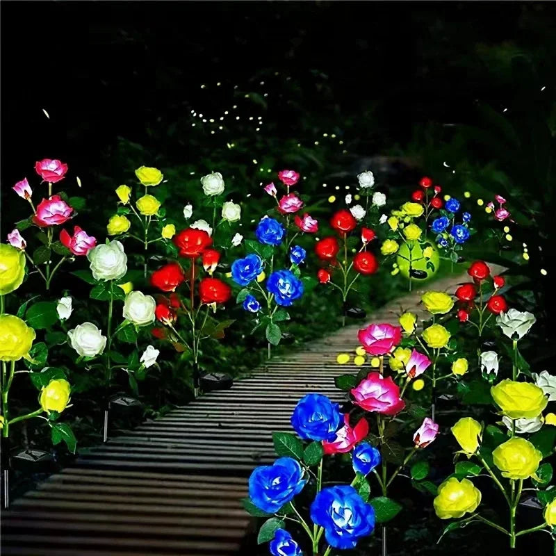 5-Köpfe Solarlichter – Außen Dekorative Rosenblumen Rasenlampe für Hof, Terrasse, Garten & Weihnachtsdekoration Kaufschwan®