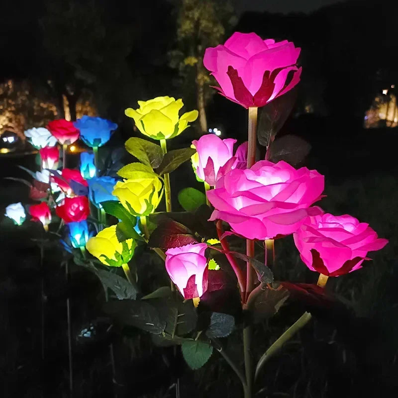 5-Köpfe Solarlichter – Außen Dekorative Rosenblumen Rasenlampe für Hof, Terrasse, Garten & Weihnachtsdekoration Kaufschwan®