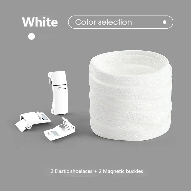 Magnetische No-Tie Elastische Schnürsenkel – Schnelles Verriegelungssystem für Sneaker | Unisex Schuhzubehör für Kinder & Erwachsene, 1 Paar Kaufschwan® Weiß