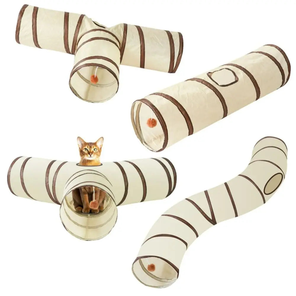 Faltbarer Katzentunnel für Katze – Atmungsaktive Spielröhre aus Polyester mit Stahldraht & Kuschelnest Kaufschwan®