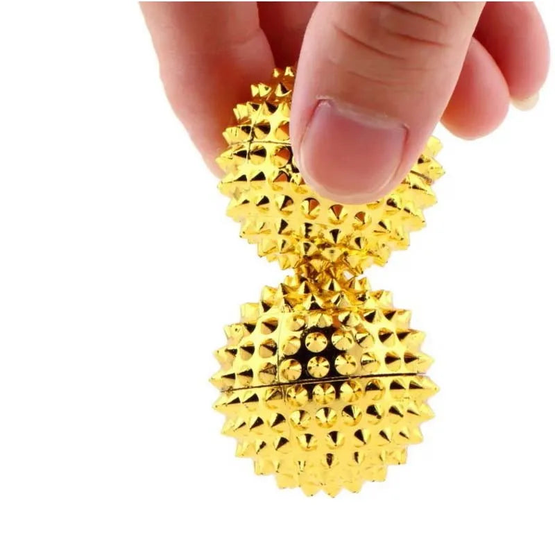 2er-Set Gold Metall Magnetische Handmassage-Rollenbälle | Tiefengewebe-Massagewerkzeuge (4,5cm) Kaufschwan®