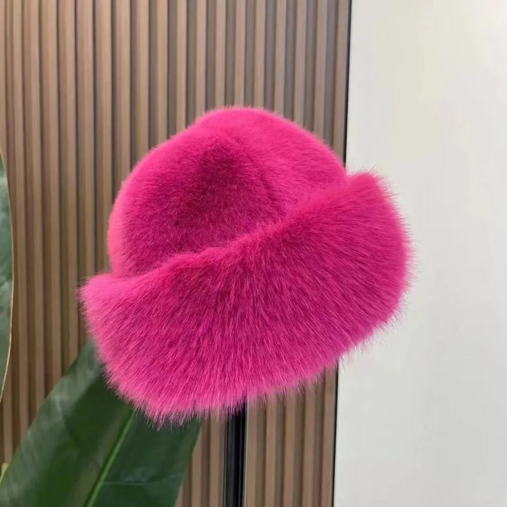 Damen Flauschige Mütze – Warme Wintermütze | Plüsch Mütze für Kalte Schneetage Kaufschwan® Rosenrot