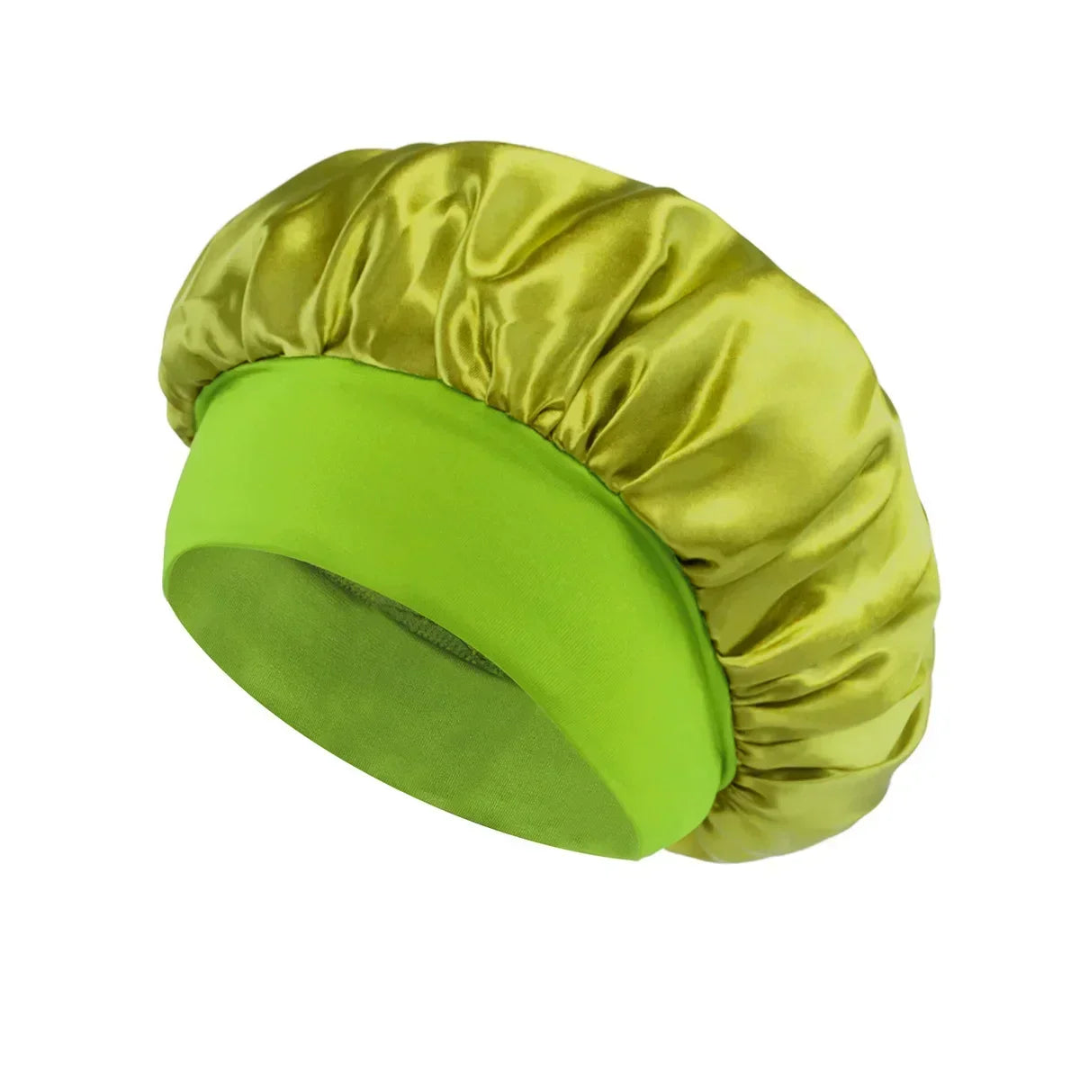 Satin-Schlafhaube für Damen – Große Elastische Haarhaube mit Breitem Weichem Band für Lockiges Haar und Nachtpflege