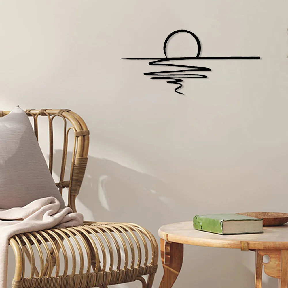 Sonnenaufgang Metall Wandbild – Matte Schwarze Wanddekoration