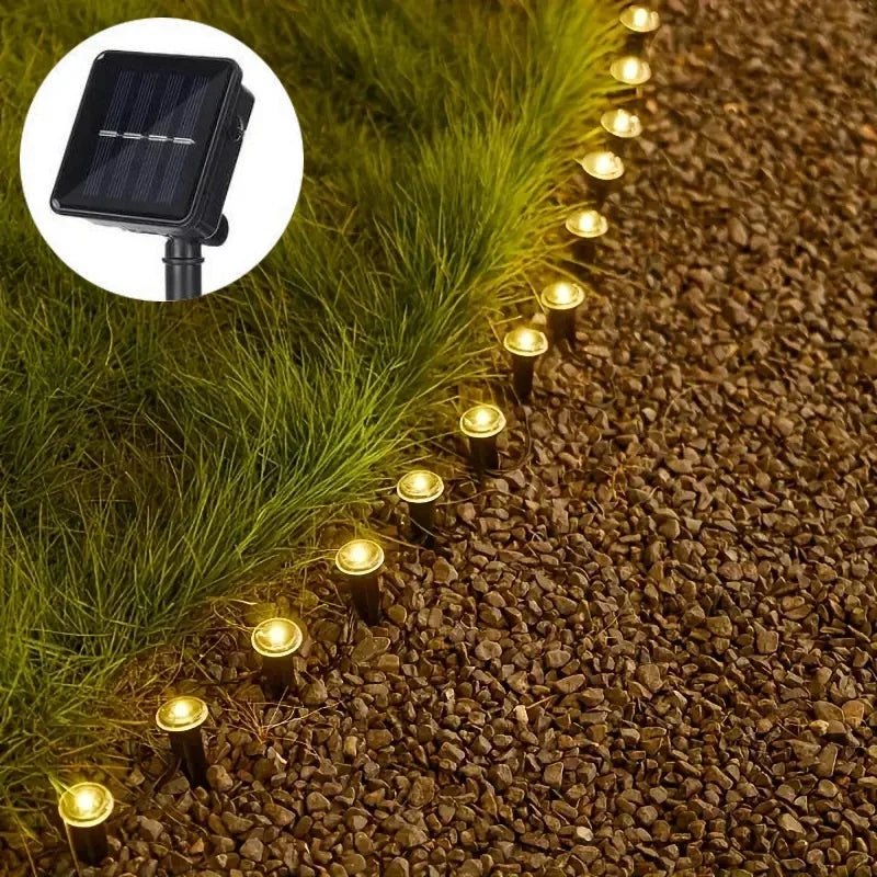 Solarbetriebene Garten-Lichterkette – Wasserdichte LED-Dekoleuchten für Rasen, Wege, Camping, Geburtstage & Feiertage Kaufschwan® Warm 15 LEDS