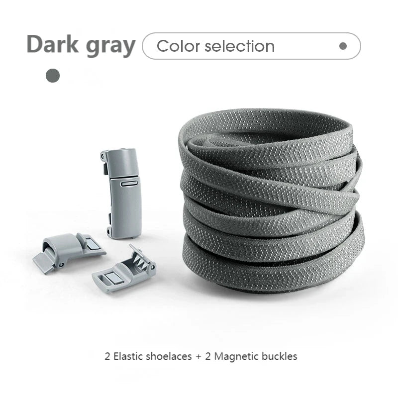 Magnetische No-Tie Elastische Schnürsenkel – Schnelles Verriegelungssystem für Sneaker | Unisex Schuhzubehör für Kinder & Erwachsene, 1 Paar Kaufschwan® Dunkelgrau