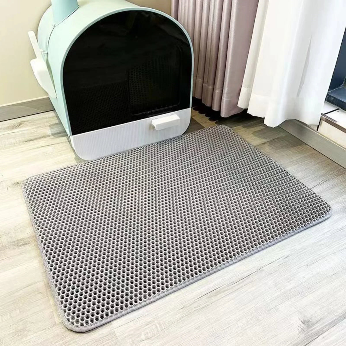 Extra Große Katzenstreumatte für Katze – Robuste Wasserdichte Doppellagige Waschbare Bodenmatte mit Rutschhemmender Unterseite Kaufschwan® Grau 30x30cm