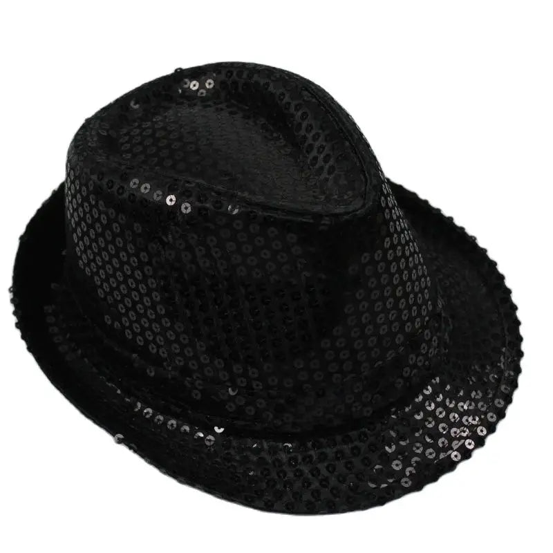 Britischer Top Jazz Hut – Herren & Damen Bühnenhut mit Pailletten, Glänzende Weihnachtsfedora, Party, Eltern-Kind, Halloween Kaufschwan®