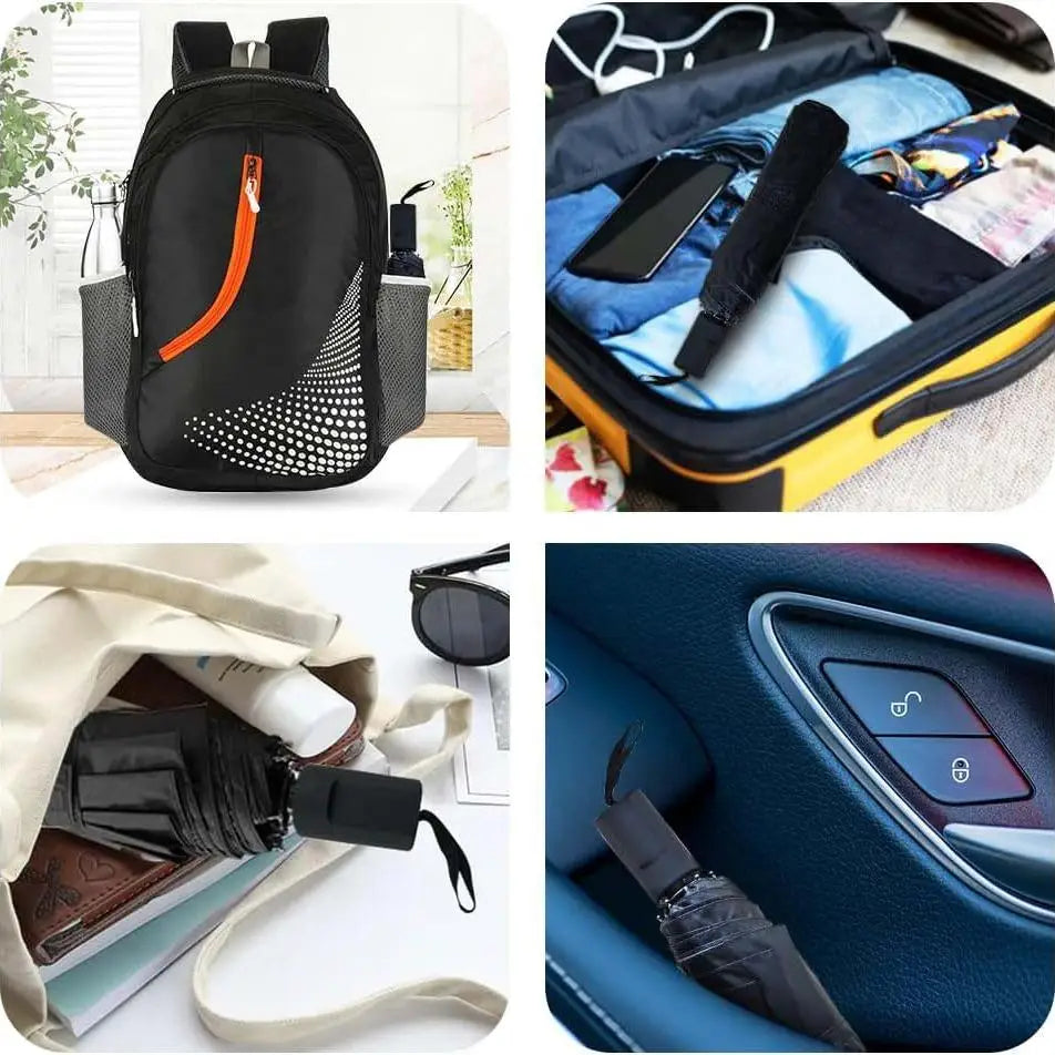 Kompakter Reise-Regenschirm – Automatischer Winddichter 8-Streben Mini-Schirm, Tragbarer Regen-/Sonnenschirm UPF 50+ mit Schutz-Hülle