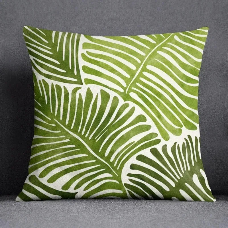 Dekokissenbezug mit Grünem Blattmuster | Sofakissen & Bettkissenhülle | Natur-inspirierte Wohn- & Schlafzimmerdeko Kaufschwan® Design 12 50x50cm