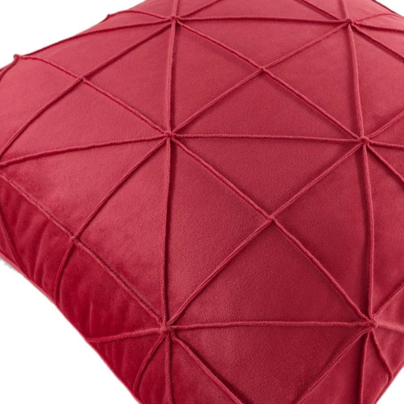Samt Kissenbezüge | Kariertes Gitter Design | Dekorative Kissenhüllen in Weihnachtsrot für Sofa & Wohnkultur Kaufschwan®