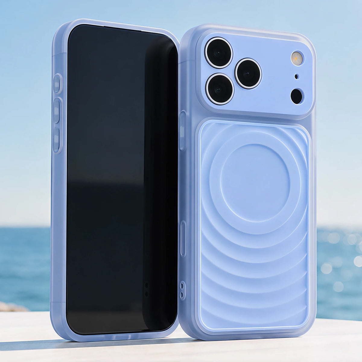 2-in-1 MagSafe-Hülle mit Abnehmbarem Kameraschutz für iPhone 18 Pro & iPhone 18 Pro Max – Wasserwellen-Optik & Stoßschutz Kaufschwan® Blau iPhone 18 Pro