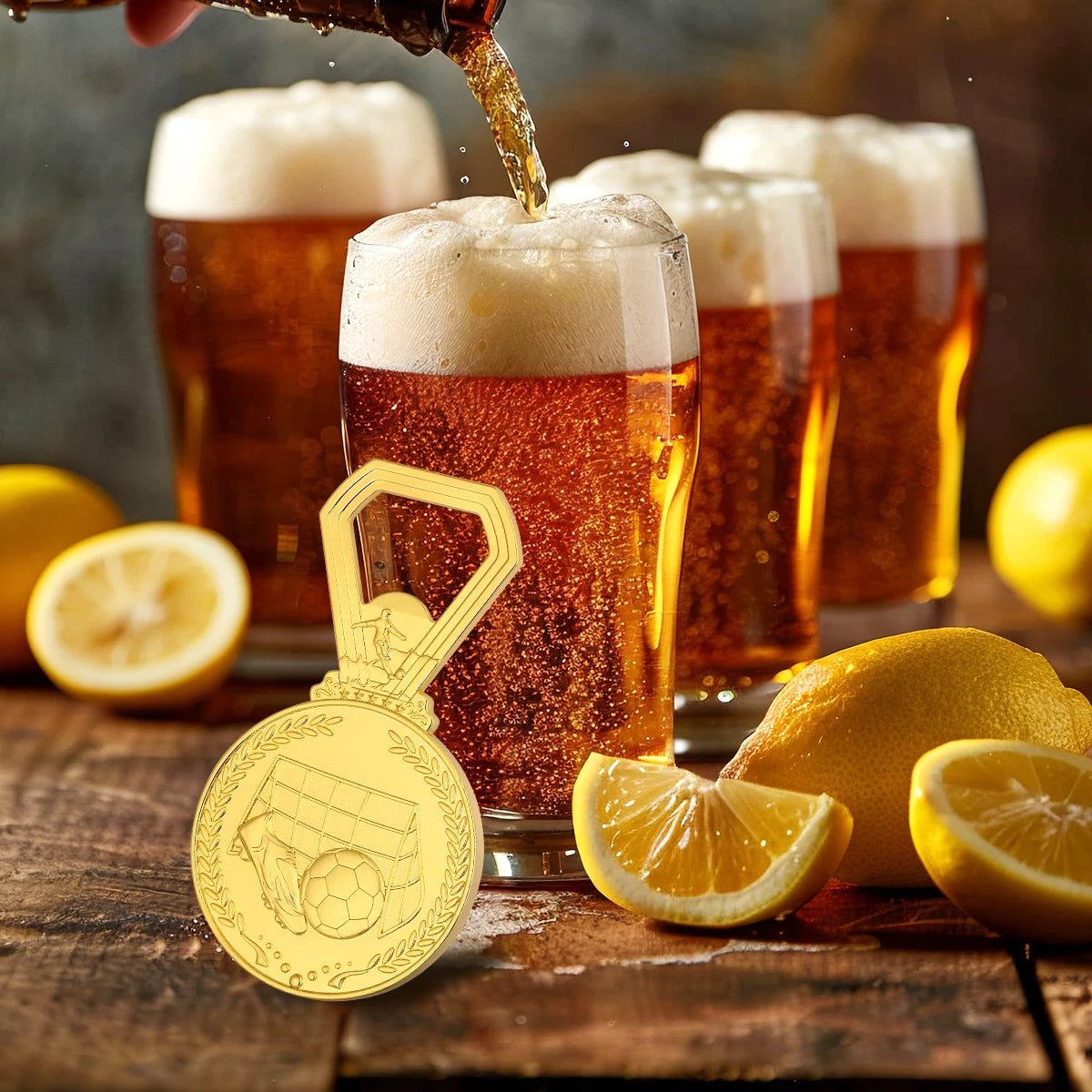 Fußball Medaillen Flaschenöffner – Bronze/Grau/Gold Geschenk für Männer Kaufschwan®