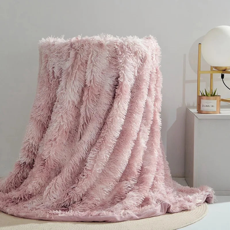 Vier-Jahreszeiten Universelle Nerz-Fleece-Decke – Flauschige Tie-Dye Einfarbige Decke für Wärme und Komfort Kaufschwan®