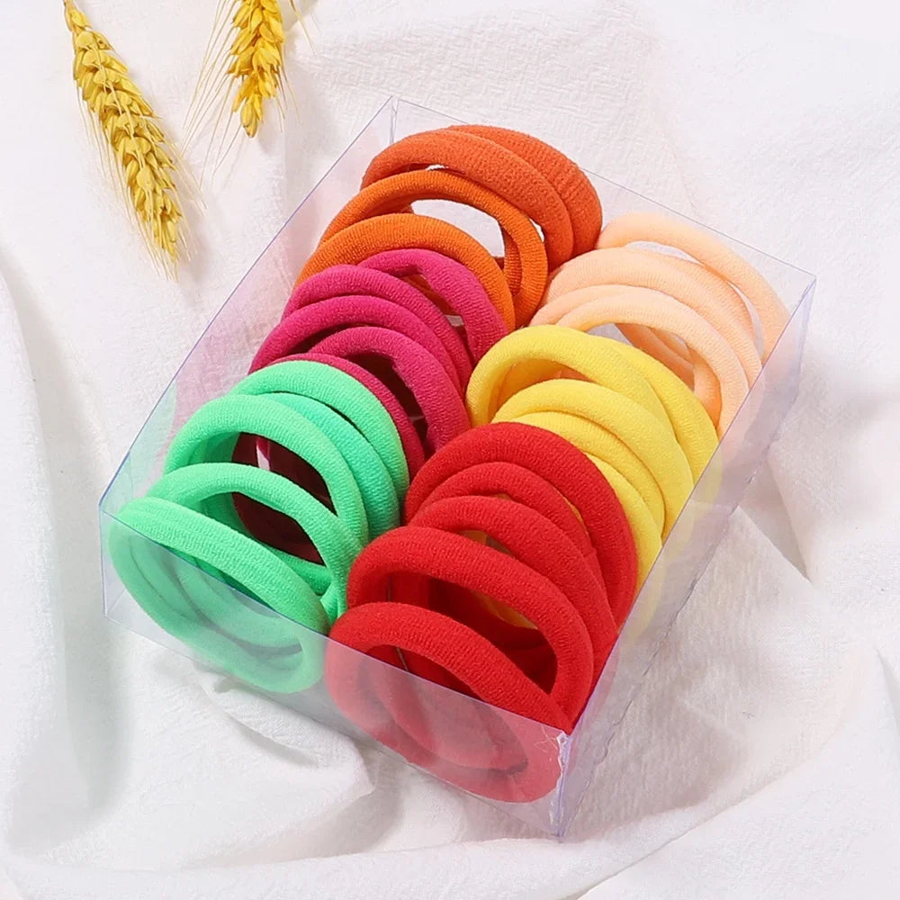 30 Stück Elastische Haargummis Damen & Mädchen | Bunte Nylon-Haargummis & Scrunchies | Zopfgummis Haaraccessoires Kinder Kaufschwan®