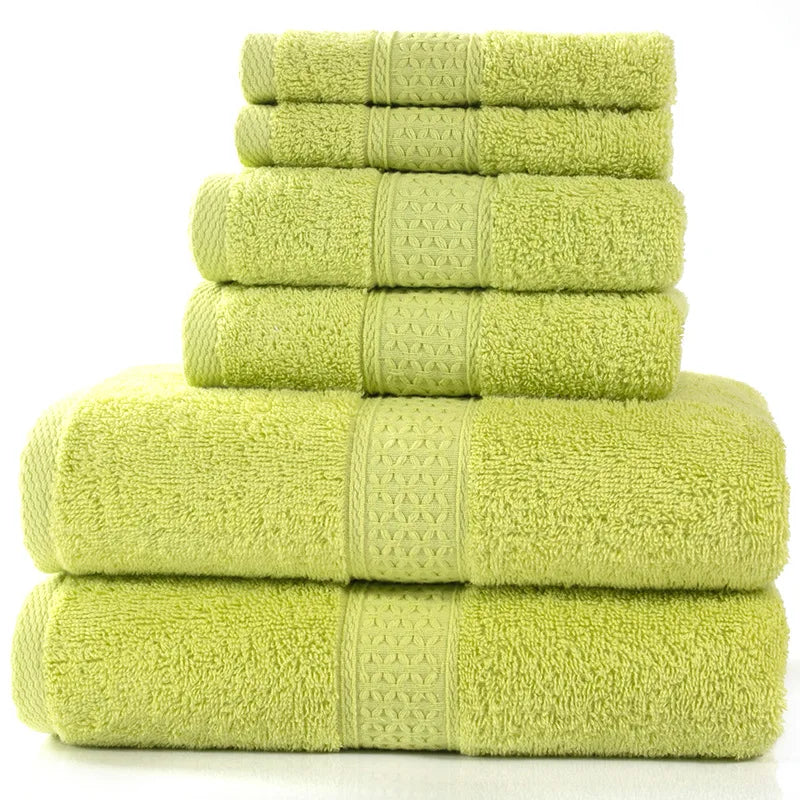 6-teiliges / 3-teiliges Baumwoll Handtuch Set – Luxuriös Bestickt mit Spitze | Bade-, Hand- & Gesichtstücher in 17 Farben, Schnell Trocknend Kaufschwan® Grasgrün 3 Stück