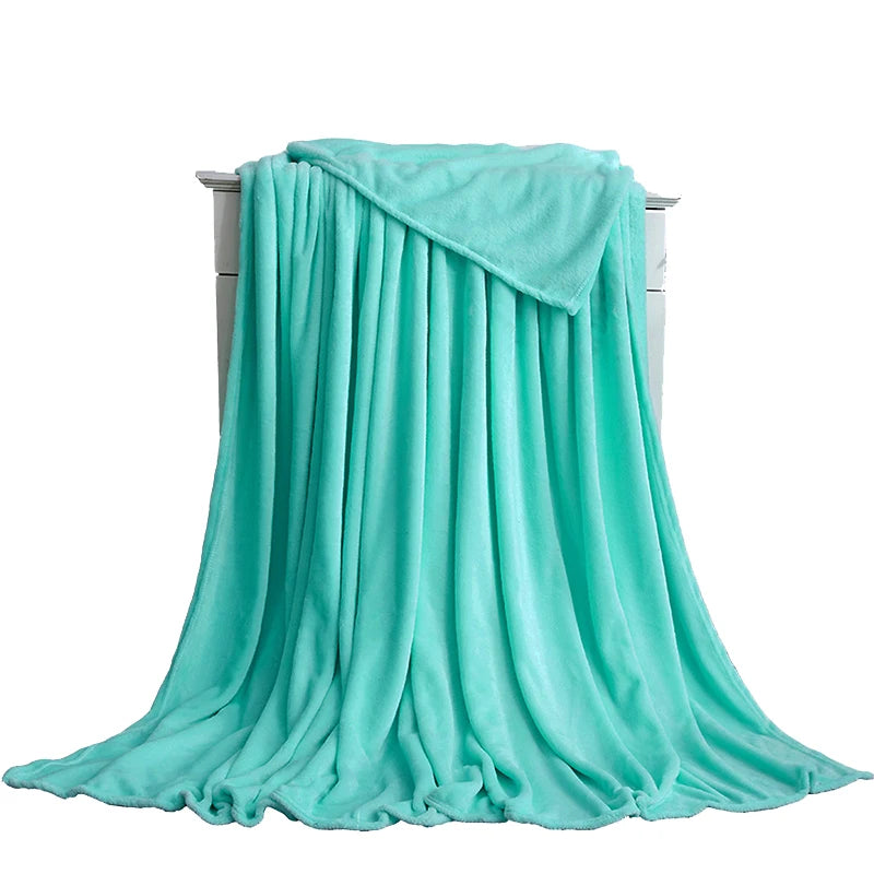 Korallfleece Flanell Decke – Weiche, warme und leichte Bettdecke, Sofabezug, Einfarbig Blau & Rosa Kariert Kunstpelz