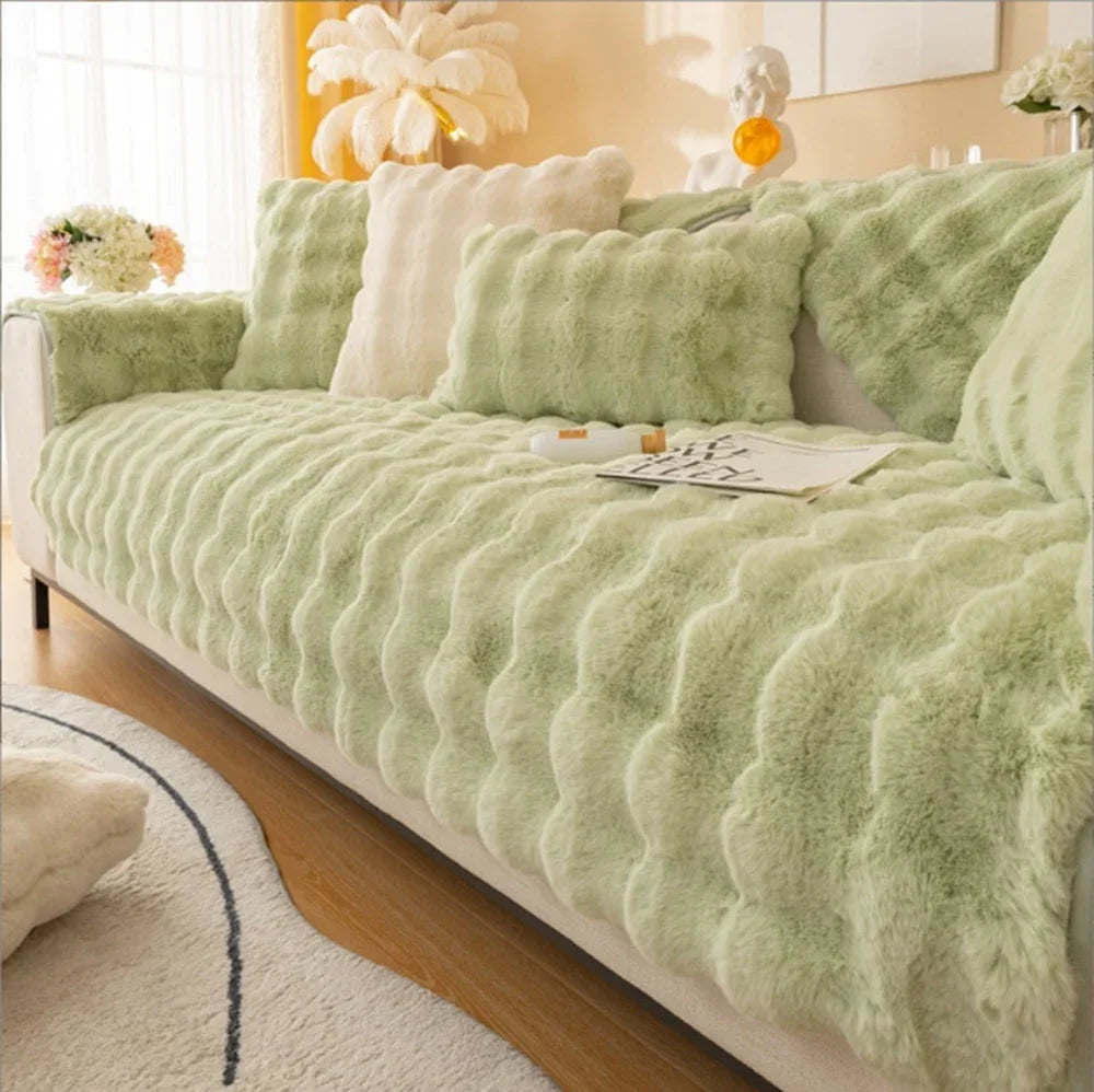Weicher Fell-Kissenbezug | Gemütlicher Plüsch-Dekokissenbezug für Wohnzimmer, Sofa Dekor | Weiß & Grau Kaufschwan®