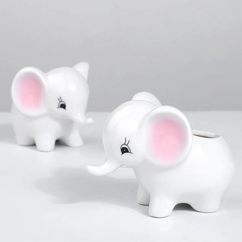 Kreativer Keramik Mini Blumentopf – Niedlicher Weißer Baby Elefant Sukkulenten Topf | Tisch Deko Ornament Kaufschwan®