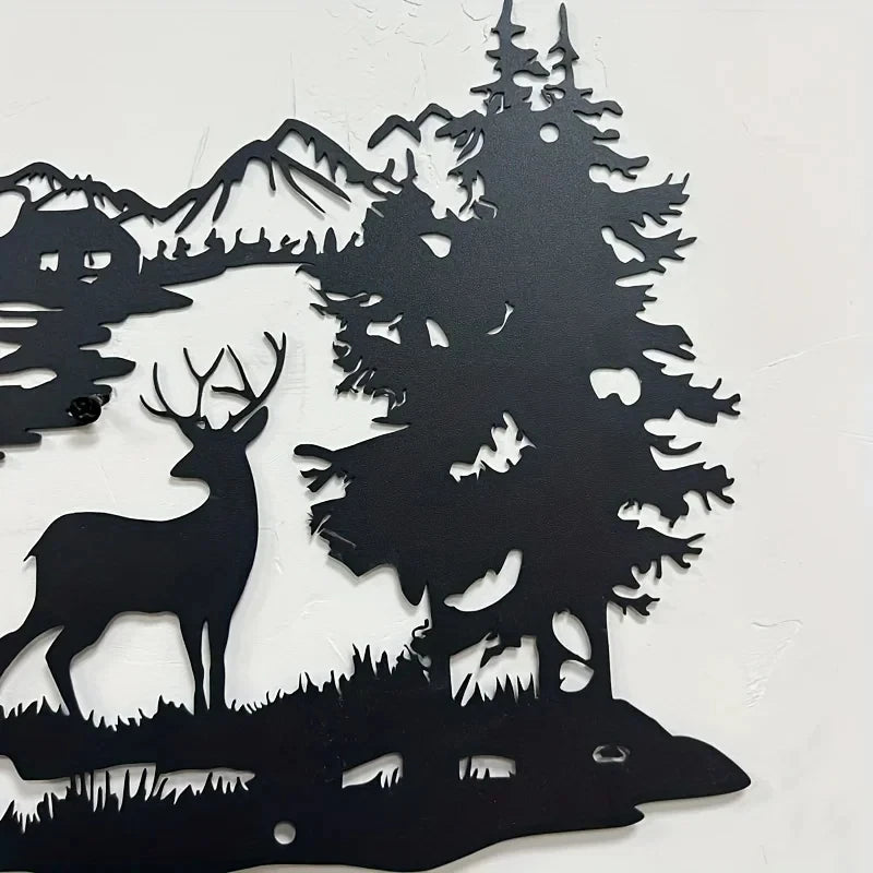 Metall Hirsch Wald Wandbild – Schmiedeeisen Moderne Minimalistische Dekoration